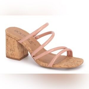 Blush Patent Multi-Strap Cork Block Heel Sandals